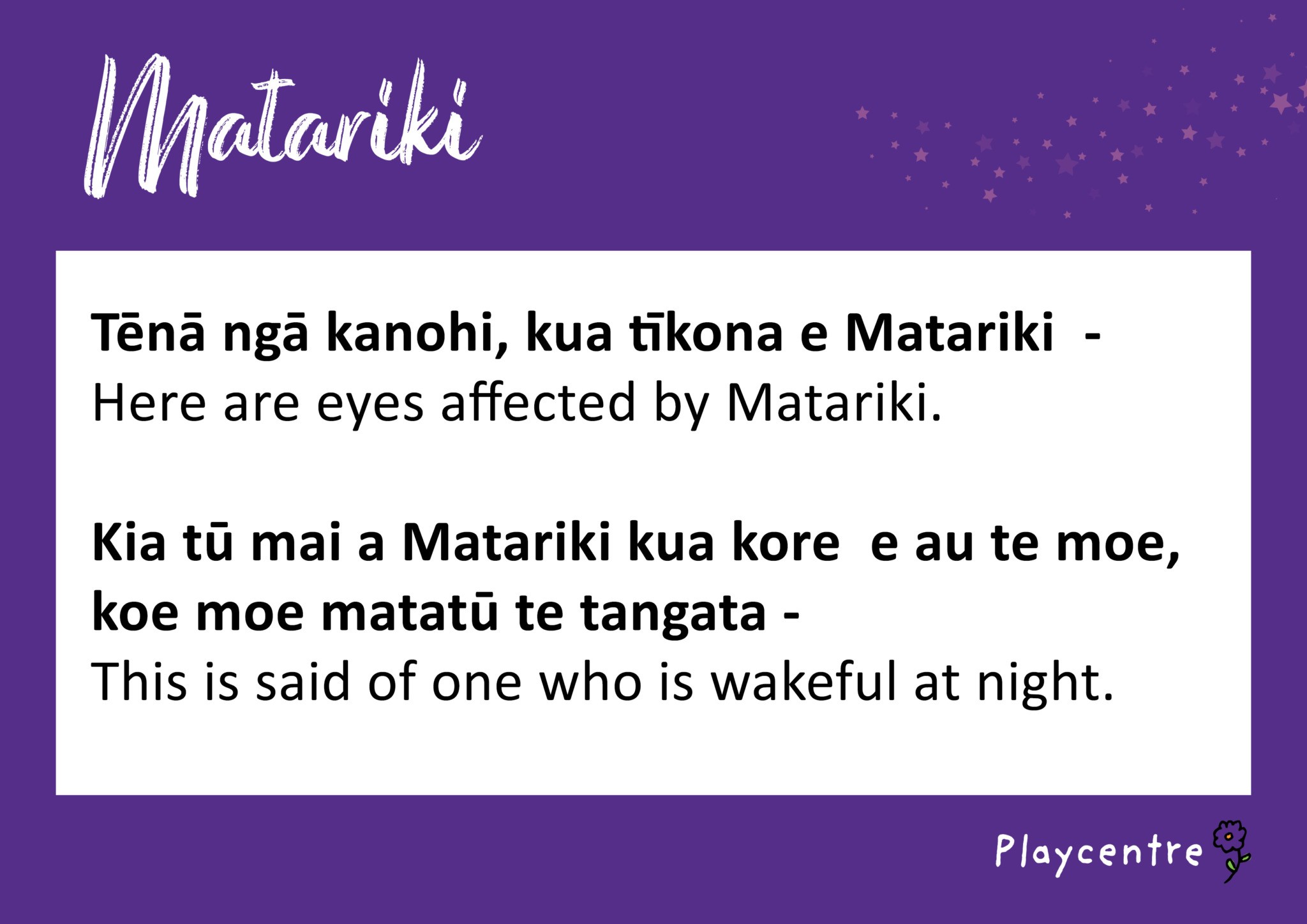 Ngā whakataukī mō Matariki – Matariki proverbs | Playcentre